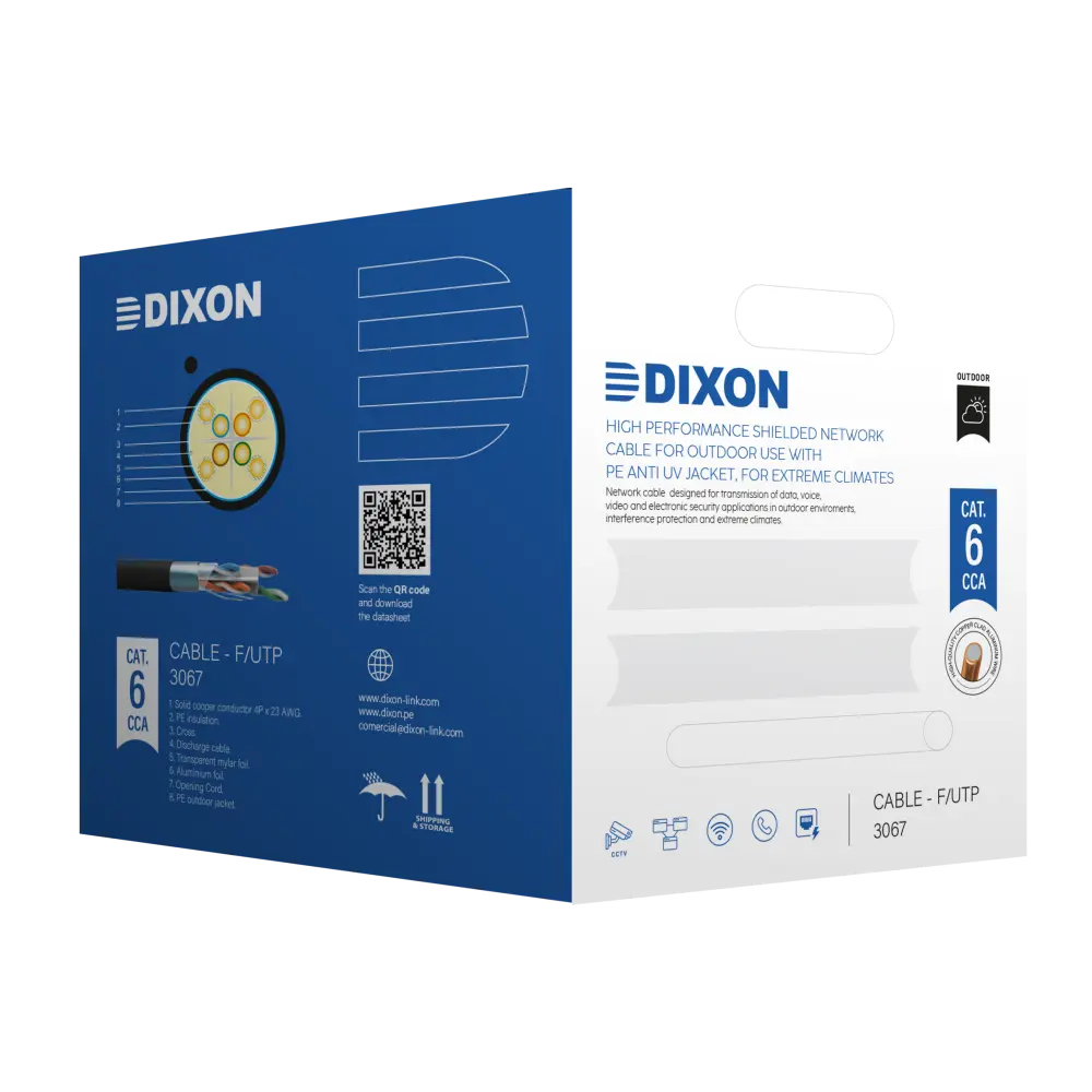 3060 - DIXON U/UTP CCA CAT.6 4Px23 AWG 3060 GRIS 305M - ALUMINIO CUBIERTO DE COBRE POR METRO