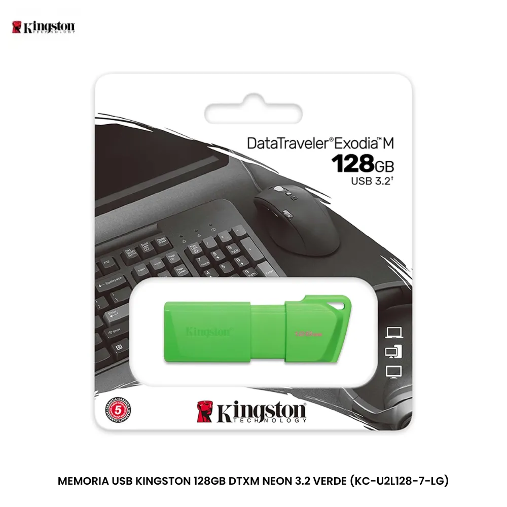 [OPTI00524] MEMORIA USB KINGSTON 128GB DTXM NEON 3.2 VERDE (KC-U2L128-7-LG
