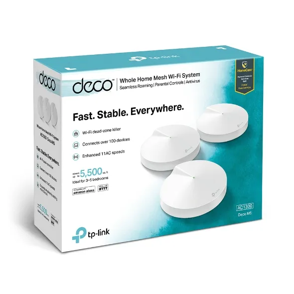 TP-LINK Whole Home MESH wifi Sistema AC1300 DECO M5 400Mbps on 2.4GHz + 867Mbps on 5 GHz 4internal antenas