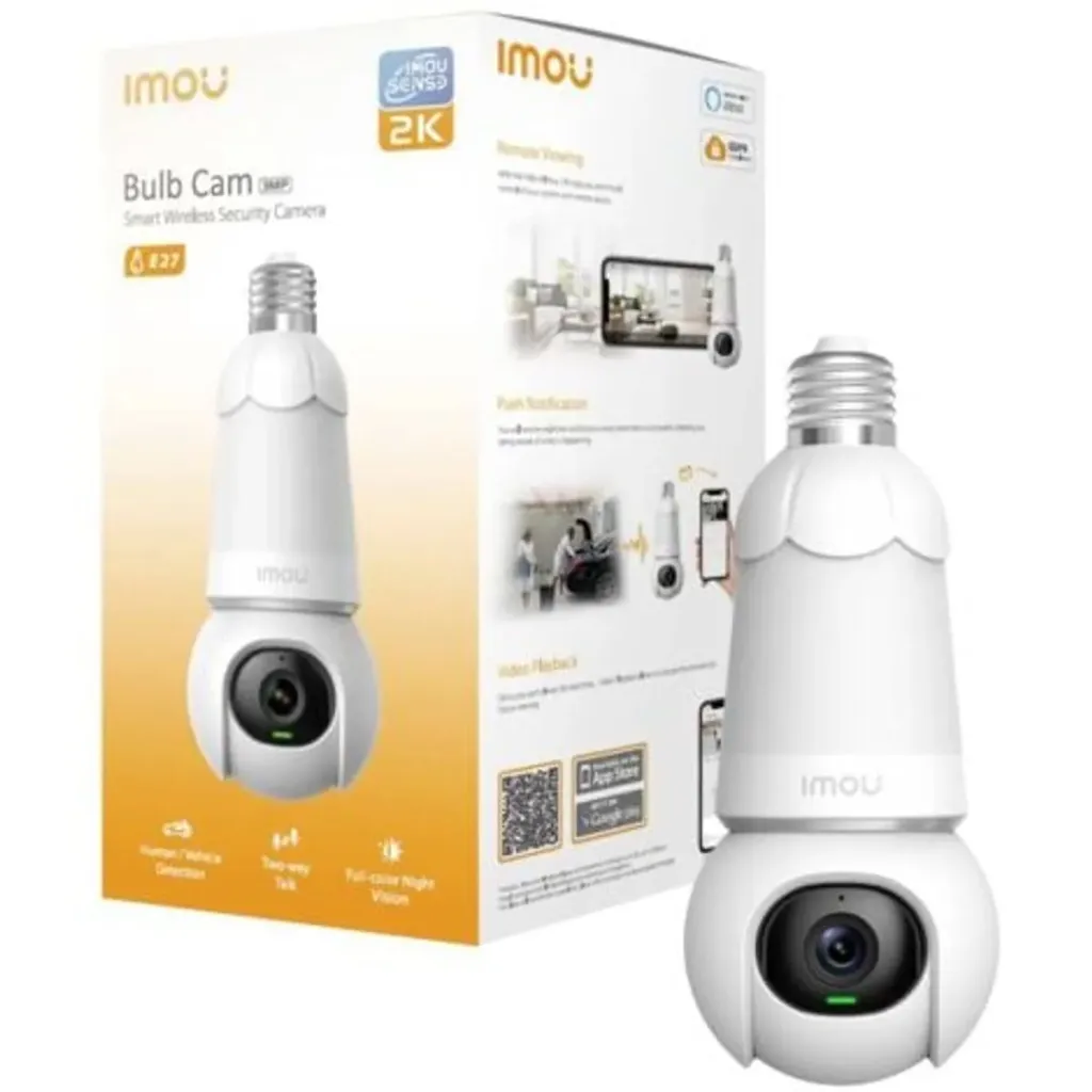 [YD00013] Cámara Wi-Fi IMOU Bulb 3K 3MP tipo foco, visión nocturna a color, paneo 360°, lente 2.8mm, sirena de seguridad
