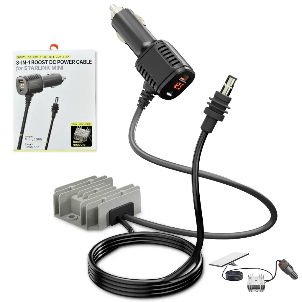 [OPTI00638] CABLE CONVERTIDOR STARLINK MINI 12V A 30V 3.5A CON CIGARRERA 3 METROS