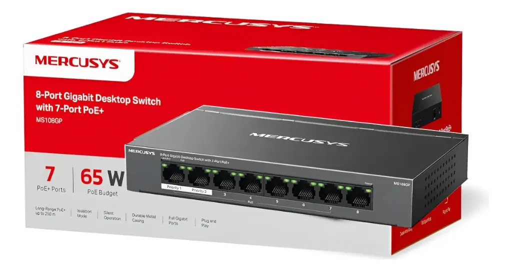 TP-LINK MERCUSYS MS108GP 8Port Giga Switch 7Long PoE+