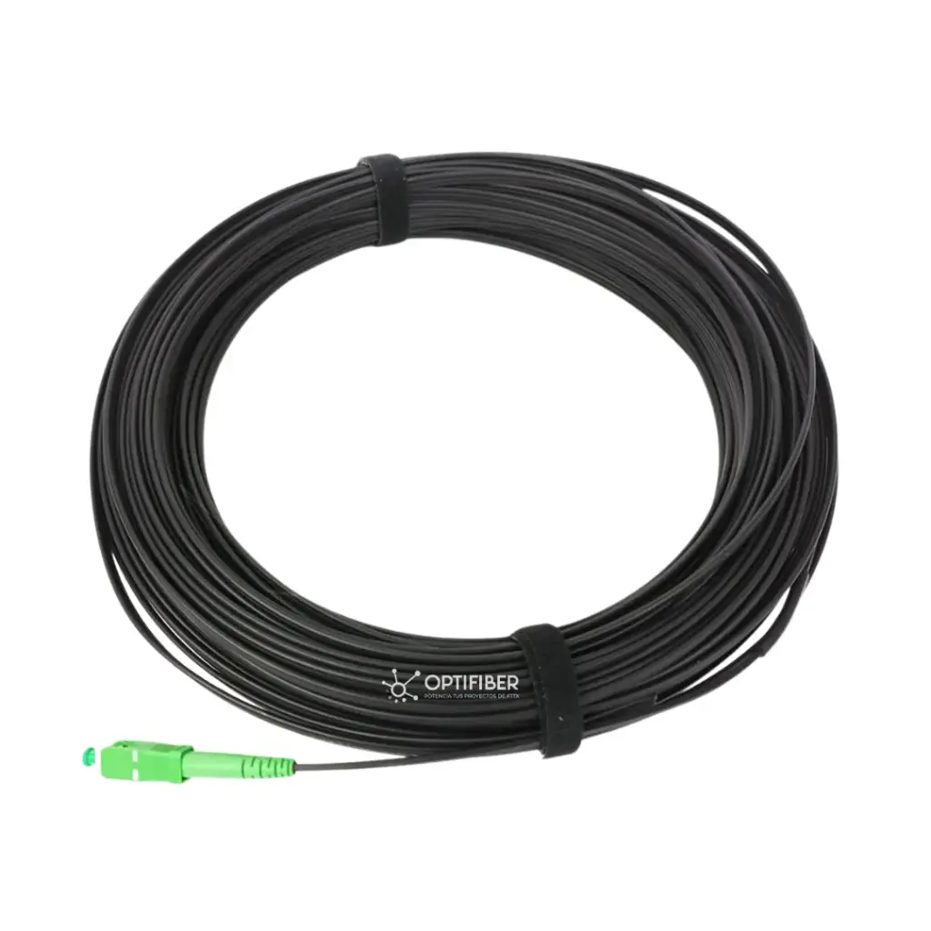 [B0006] CABLE - FIBRA DROP PLANO AEREA AUTOSOPORTADA DE Acometida Exterior, 1 hilo, SC APC - 1 CABLE DE ACERO + FRP Y 100 METROS.