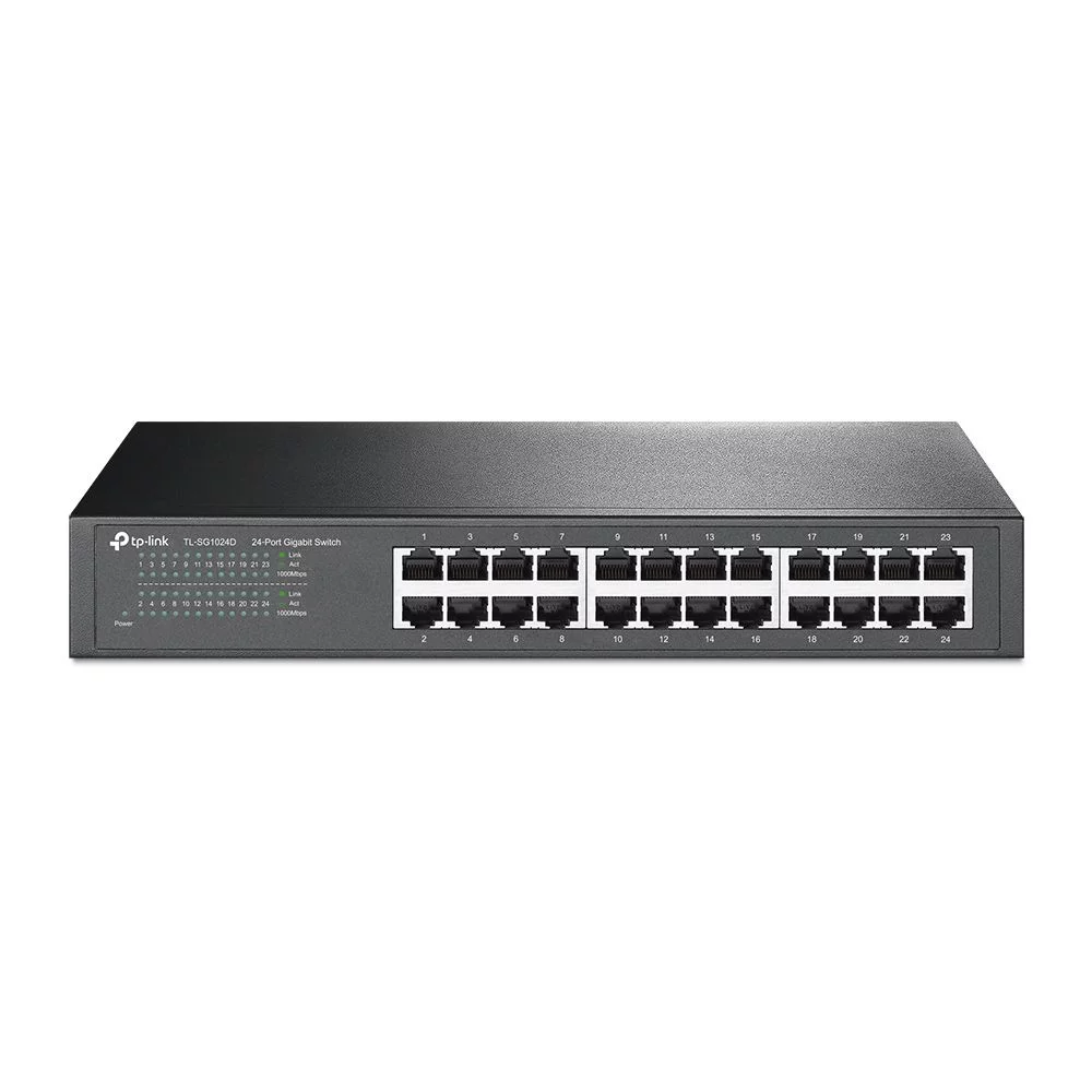 TP-LINK SWITCH TL-SG1024 - 24-PORT GIGABIT RJ45 48gbps capacity PORTS 1U RACK-MOUNTABLE STEEL CASE PLUG AND PLAY