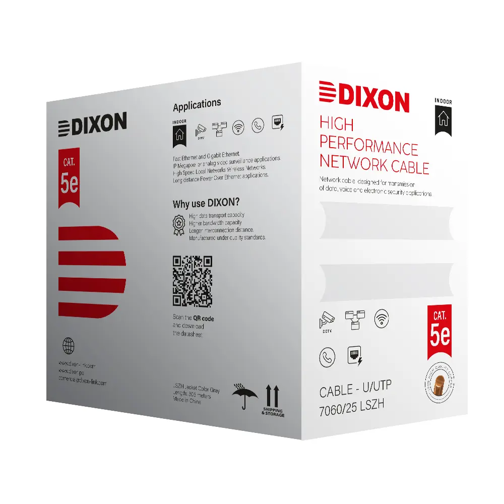 [OFDX031] 7060/25 LSZH - DIXON U/UTP CAT.5E 4Px25 AWG GRIS LSZH 305M - COBRE 