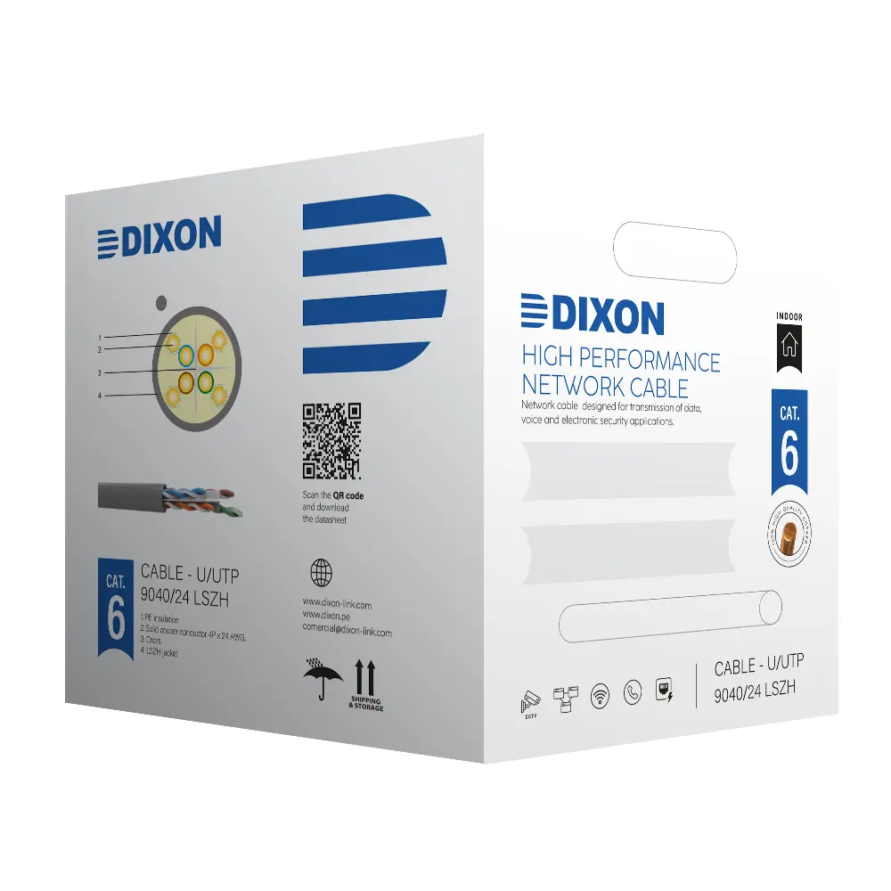[F0033] 9040/24 LSZH - DIXON U/UTP CAT.6 4Px24 AWG GRIS LSZH 305M - COBRE PARA INTERIORES 