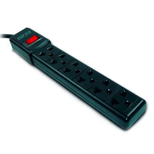 Regleta Forza PS-001B de 6 tomas, disyuntor, 110 V, color negro